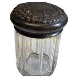 anti art nouveau repousse lid w/glass humidor 1890