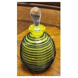 art glass czech  perfume bottle applied glass