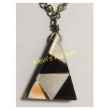 pyramid pendant mop & onyx necklace 18"