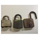 vtg padlocks lot of 3 1920's master, corbin