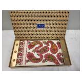 vtg mycraft fifth ave paisley napkin set w/ holder