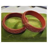 cinnabar "tested" lot of 2 bangle bracelets