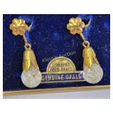 genuine opals & gold filled earrings in orig box