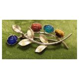 Egyptian revival scarab gemstone brooch 12k gf