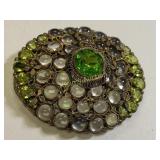 RARE! signed Hobe! art deco brooch Peridot