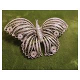 antique sterling filigree butterfly brooch pin si!