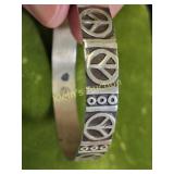 taxco elj signed sterling peace sign bracelet