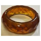 faceted bangle bracelet Lucite? bakelite?