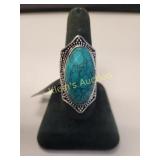 turquoise german silver ring sz 9 Very Pretty!