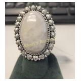 rainbow moon stone ring sz 6 German silver