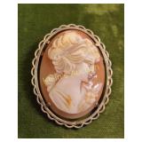 vtg Krementz cameo brooch goddess