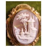 antique gold filled shell cameo hand carved