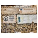 4 historical  documents 19th c. revenue stamps, n