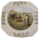 vtg Crooksville the gleaners folk art plate