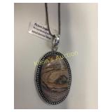 Picture Jasper Pendant w/ 18" chain german silver