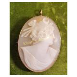 rose gold 14K antique carved cameo brooch pendant