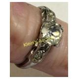 Art deco sterling engagement ring w/CZ