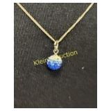 sterling silver necklace 18" w/crystal ball pendan