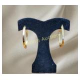 14K yellow gold square hoop earrings italy signed