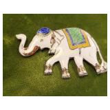 siam sterling & enamel elephant brooch