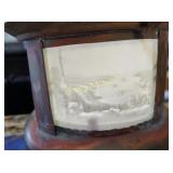 Porcelain lithopane german brass tea warmer 19thC