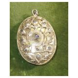 art nouveau paste locket gold over sterling