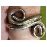 sterling silver swirl or coil modernist ring