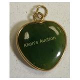 14K yellow gold &  carved jade heart pendant