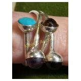 vtg taxco sterling ring amethyst turquoise ++