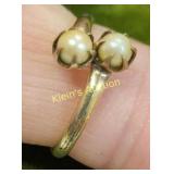 10K gf & pearl  Victorian claw mount ring