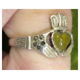 sterling silver Vtg Claddagh ring irish fully hal