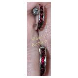 sterling silver w/ ruby color stone huggies earrig
