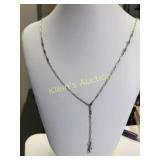 Victorian long link necklace w/center drop 28"