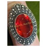 vtg estate ring sz 6 red color stone