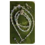 rare parure set AB double Bracelet Necklace & earr