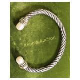vtg sterling & pearl cable bracelet signed 925D i