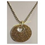 pave style gold & silvertone pendant on 18" chain