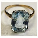 antique 14K rose & platinum top ring w/4 carat apx