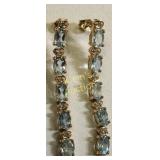 10K yellow gold diamond & topaz drop earrings w/ l