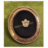 14K Victorian onyx & seed pearl pendant