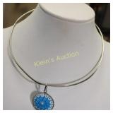 sterling millefiori Italy pendant on silver neckla