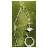 sterling 16" necklace w/ moonstone pave pendant