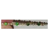 antique 14K yellow gold emerald & pearl bar brooch