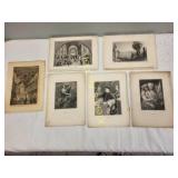 antique steel engravings lot of 6