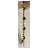 14K yellow gold demantoid garnet  & pearl bar bro