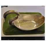 vtg swan jewelry or trinket dish silver plate