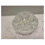 vtg bohemian glass flower frog w/org sticker