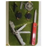 estate lot military pins, knives, specialist too