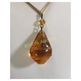 art deco Slovakia amber glass carved pendant