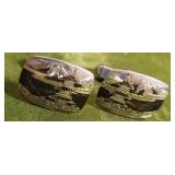 950 silver niello landscape cuff links vintage